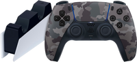 Sony PlayStation 5 DualSense Controller Grey Camo + Oplaadstation - thumbnail