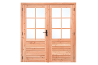 Red Class Wood dubbele glasdeur, 8-ruits 185x205 cm buitenmaat- - - Tuindeco