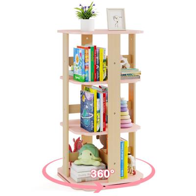 Kinderboekenrek 360° Draaibaar 3-vaks Speelgoedrek met 12 Vakken 48 x 48 x 95,5 cm Roze