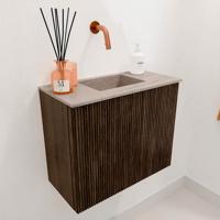 Toiletmeubel Mondiaz Joya Dlux | 50 cm | Meubelkleur Walnut | Faye wastafel Saba Wasbak Midden | Zonder kraangat(en)