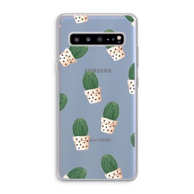 Cactusprint roze: Samsung Galaxy S10 5G Transparant Hoesje