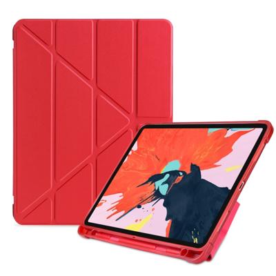 Multi-Folding shock proof TPU beschermende case voor iPad Pro 11 inch (2018) met houder & Pensleuf (rood)
