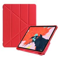Multi-Folding shock proof TPU beschermende case voor iPad Pro 11 inch (2018) met houder & Pensleuf (rood)