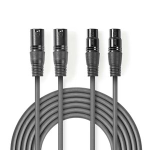 Nedis Gebalanceerde Audiokabel | 2x XLR 3-Pins Male naar 2x XLR 3-Pins Female | 1.5 m | 1 stuks - COTH15030GY15 COTH15030GY15