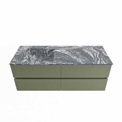 MONDIAZ VICA-DLUX 130cm badmeubel onderkast Army 4 lades. Inbouw wastafel CLOUD links 1 kraangat, kleur Lava.
