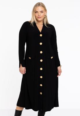 Yoek Jurk met knopen Lapel | Zwart | Maat 50/52