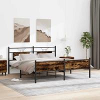 Bedframe zonder matras metaal gerookt eikenkleurig 180x200 cm