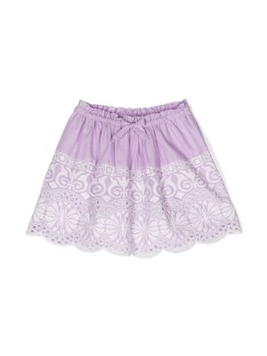 ZIMMERMANN Kids jupe en broderie anglaise à lien de resserrage - Violet