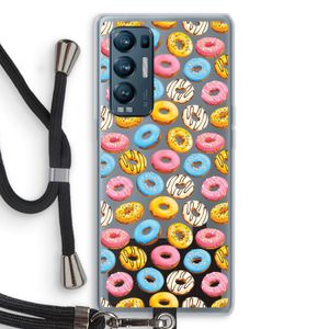 Pink donuts: Oppo Find X3 Neo Transparant Hoesje met koord
