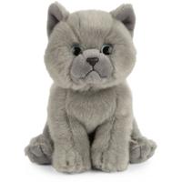 Britse korthaar kat/poes knuffel - grijs - pluche - 16 cm - kattenknuffel/poezenknuffel