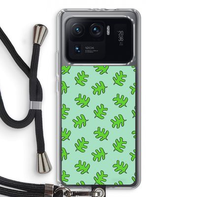 Groene blaadjes: Xiaomi Mi 11 Ultra Transparant Hoesje met koord