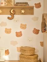 Set van 20 stickers beertjes en wolken beige