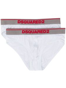 DSQUARED2 lot de deux slips à bande logo - Blanc