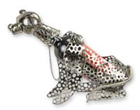 EEN BLIKKEN FLESSENHOUDER ZILVER "TIJGER"