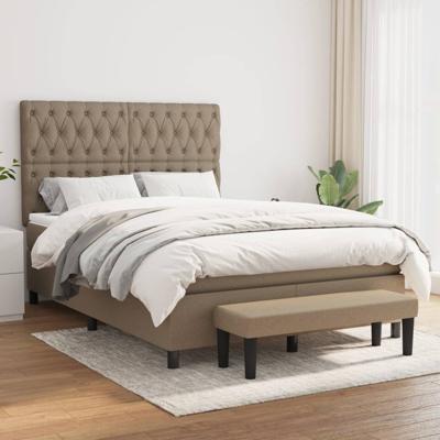 Boxspring met matras stof taupe 140x200 cm