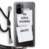 No Girls Allowed Unless: Xiaomi Redmi Note 10 Pro Transparant Hoesje met koord