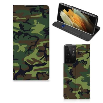 Samsung Galaxy S21 Ultra | Hoesje met Magneet | Army Dark