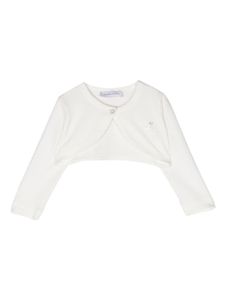 Monnalisa cardigan crop à logo strassé - Blanc