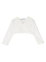 Monnalisa cardigan crop à logo strassé - Blanc