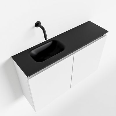Toiletmeubel Mondiaz Ture | 80 cm | Meubelkleur Talc | Eden wastafel Urban Links | Zonder kraangat