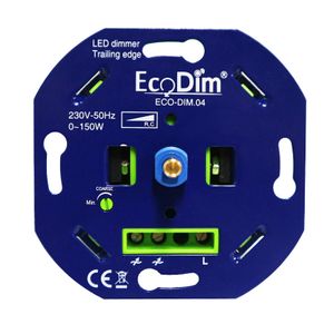 LED dimmer - 0-150 Watt - Druk-/Draaiknop - Fase afsnijding - Inbouw - ECO-DIM.04