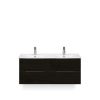 Seville Badmeubelset 120 cm - 4 laden Black Oak Edge greep - Wastafel Enjoy Dubbel