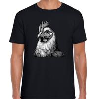Cadeau T-shirt heren - boerderijdieren liefhebber - zwart - kip/haan Cadeau T-shirt heren - boerderijdieren liefhebber - zwart - kip/haan