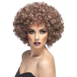 Carnaval verkleed Mega afro pruik - Beige - krullen - dames - Seventies