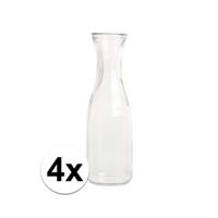 Cosy & Trendy Waterkaraf - 4x - transparant - glas - 1 liter - sapkan - 28 cm