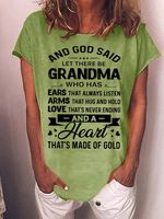 Women's God Said Let There Be Grandma Who Has Ears That Always Listen Crew Neck Casual T-Shirt - thumbnail