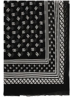 Dolce & Gabbana foulard en soie à logo imprimé - Noir