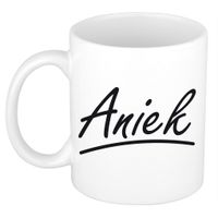 Naam cadeau mok / beker Aniek met sierlijke letters 300 ml - thumbnail