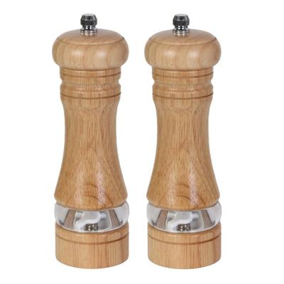 Pepermolen/zoutmolen - 2x - hout - bruin - 17 cm - kruidenmolen - vermalen