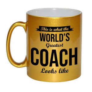 Worlds Greatest Coach cadeau mok / beker goudglanzend 330 ml   -