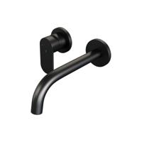 Brauer Black Edition Inbouw Wastafelmengkraan met Gebogen Uitloop en Rozetten Model C2 Mat Zwart