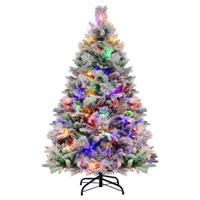 Kunstkerstboom met Verlichting Sneeuw en Kegels Dennenboom met 8 Lichtmodi 472 PE PVC-Takpunten Kerstboom 136 cm
