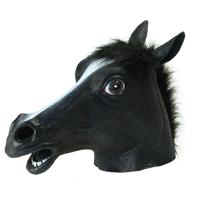 Carnaval verkleed paarden masker - zwart - rubber - voor volwassenen