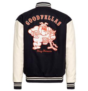 King Kerosin Baseball Leather Jacket Goodfellas Beer Black & White-XXXXXL