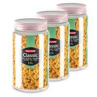 Plasticforte keuken voorraadpot - Set van 8x stuks - weckpot - roze - 1.5 liter - kunststof Plasticforte keuken voorraadpot - Set van 8x stuks - weckpot - roze - 1.5 liter - kunststof