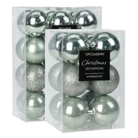 Kerstballen - 28x st - 5 en 6 cm - mintgroen - kunststof - kerstversiering