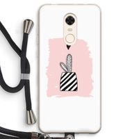 Zwart-wit cactus: Xiaomi Redmi 5 Transparant Hoesje met koord