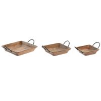 Tafeldecoratie Home ESPRIT Bruin Zwart Ijzer Mangohout 38 X 36 X 9 CM (3 Onderdelen)