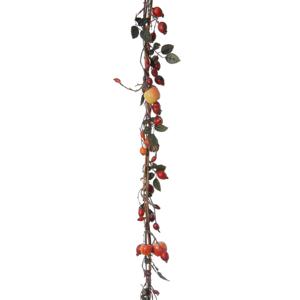 Louis Maes kunstplant blaadjes slinger/guirlande Bessen - groen/wit - 180 cm - herfst tafereel