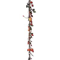 Louis Maes kunstplant blaadjes slinger/guirlande Bessen - groen/wit - 180 cm - herfst tafereel - thumbnail