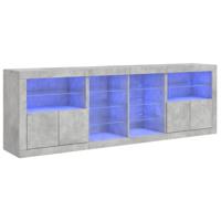 vidaXL Dressoir met LED-verlichting 202x37x67 cm betongrijs - thumbnail