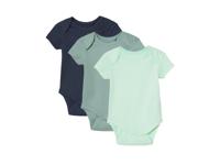 lupilu 3 baby rompers (blauw/lichtgroen/aqua, 50/56)