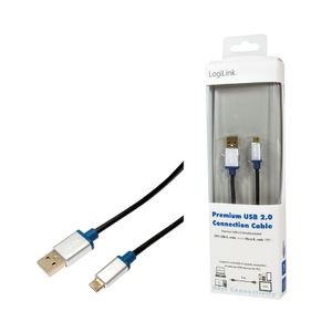 LogiLink USB-kabel USB 2.0 USB-A stekker, USB-micro-B stekker 1.00 m Zwart BUAM210