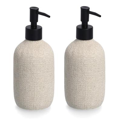 Zeeppompje/dispenser kunststeen - 2x - beige - 8 x 20 cm - Natural jute look