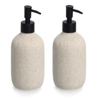 Zeeppompje/dispenser kunststeen - 2x - beige - 8 x 20 cm - Natural jute look