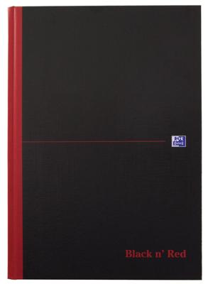 Oxford BLACK N&apos; RED gebonden boek, 192 bladzijden, ft A4, geruit 5 mm